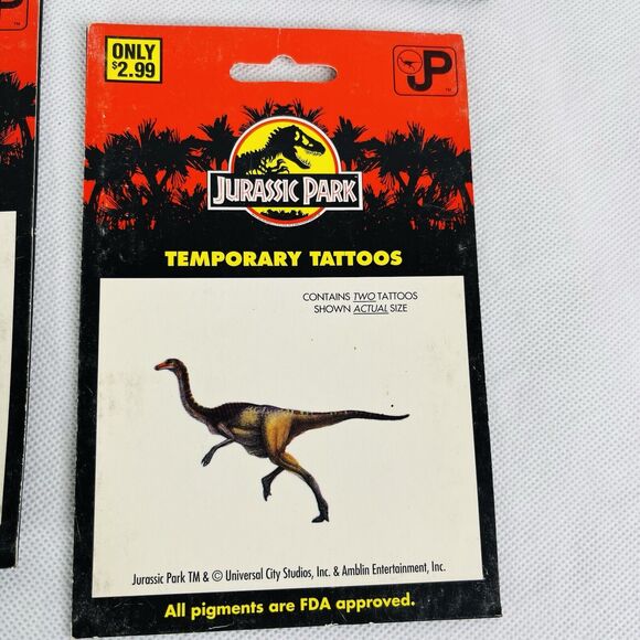 4 Jurassic Park Temporary Dinosaur Tattoos Lot Logo Biohazard Triceratops Skull - Picture 3 of 13